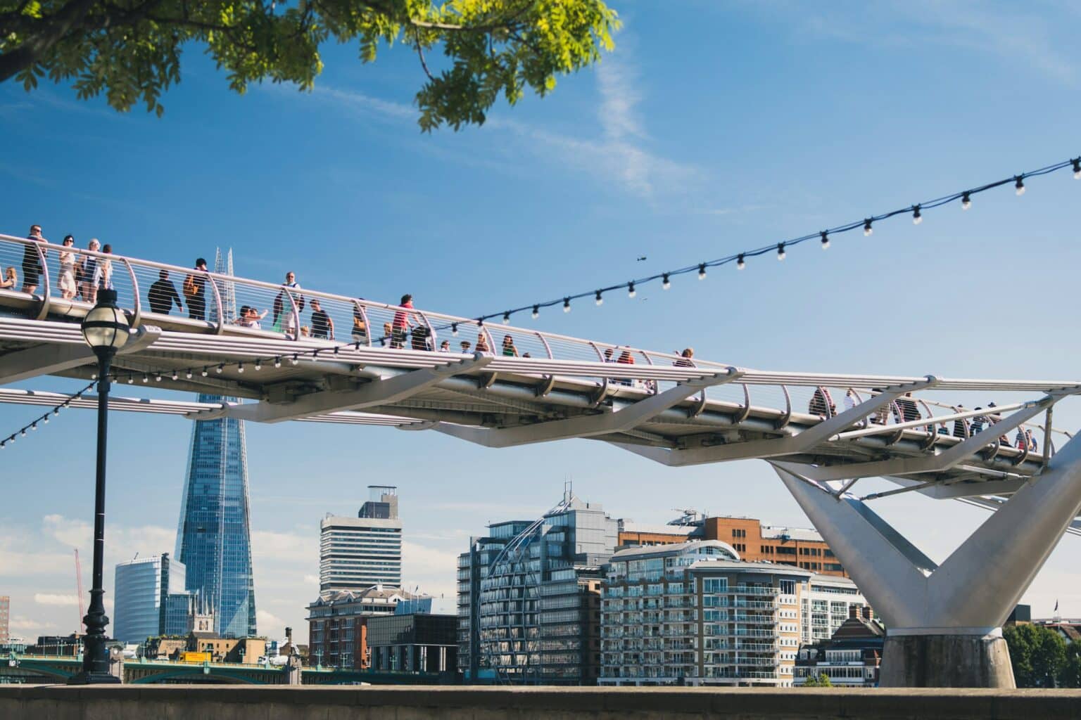 Millennium Bridge with The Shard in the background.