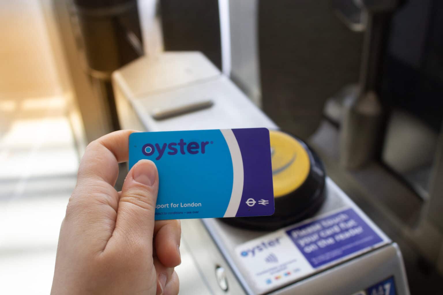 Oyster card in use at a Tube station.