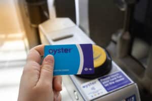 Oyster card in use at a Tube station.