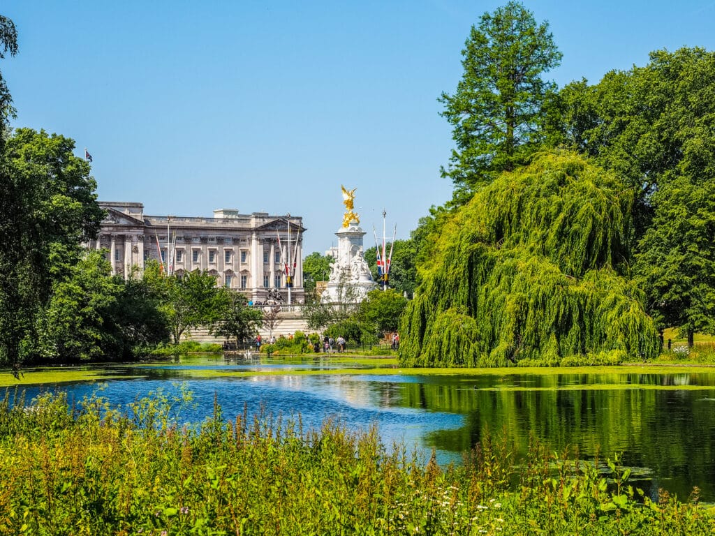 St. James's Park featuring Buckingham Palace in the background.