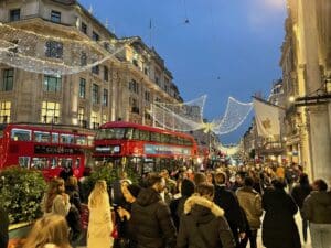 The festive Christmas lights on Regent Street.