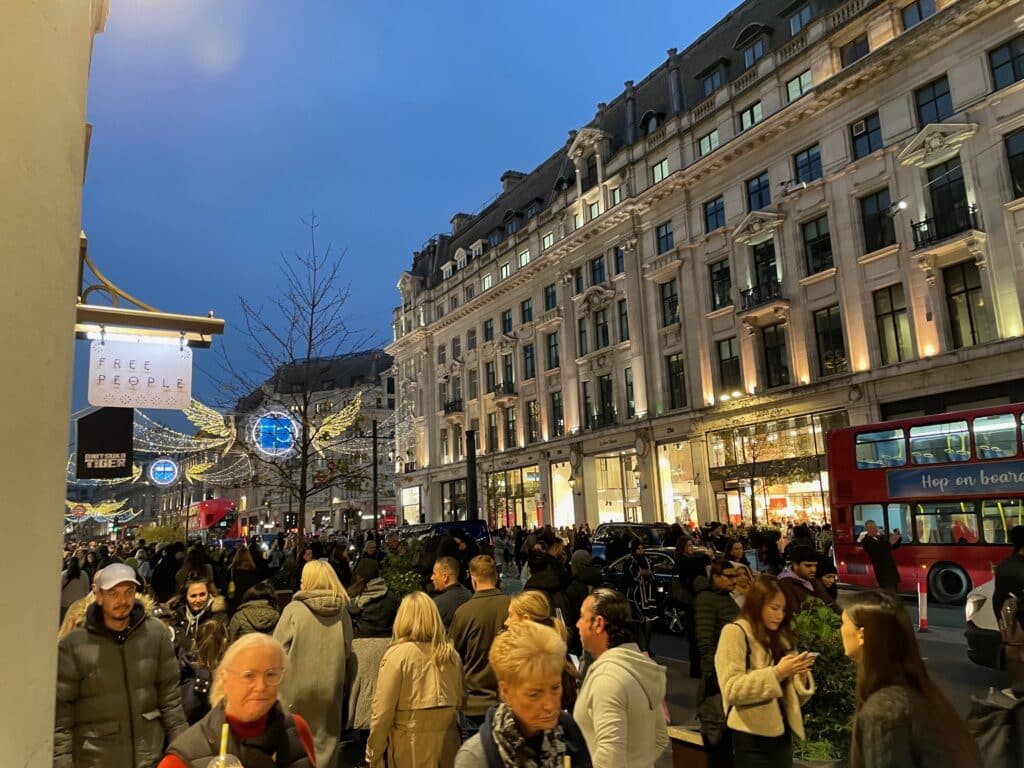 The festive Christmas lights on Regent Street.