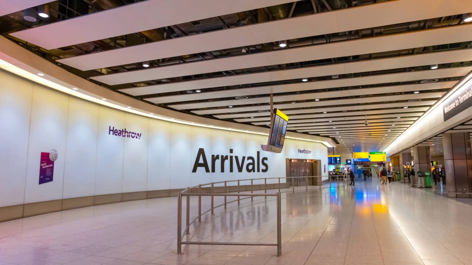 The arrivals hall at Heathrow Airport in London.