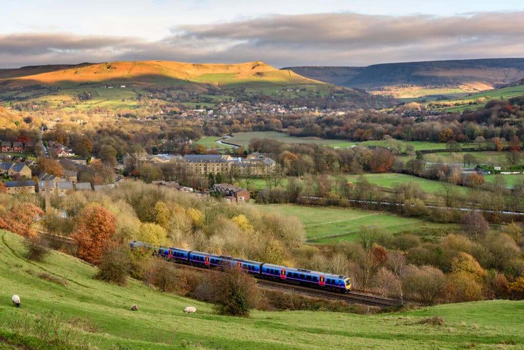 Train in the British countryside.